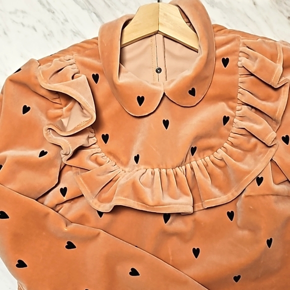 Couture Velvet Top with Heart Pattern | XS - Picture 7 of 8